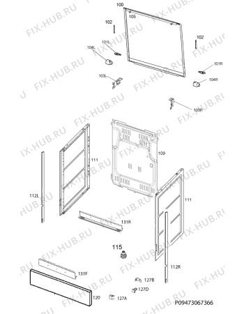 Взрыв-схема плиты (духовки) Zanussi ZCK9552H1W - Схема узла Housing 001